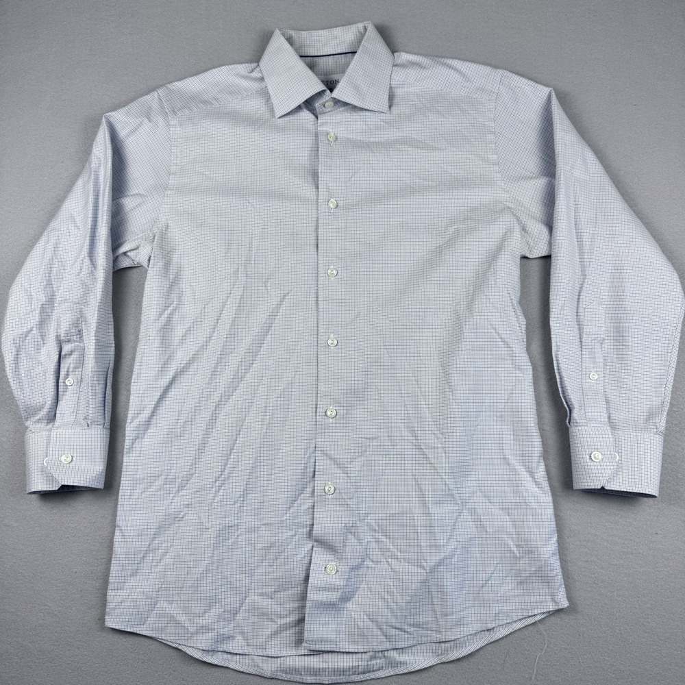 Lot of 2 Eton Slim Long Sleeve Button Shirt Men 40/15.75 (L) Grid Check Plaid - Picture 10 of 11